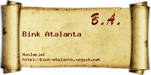 Bink Atalanta névjegykártya